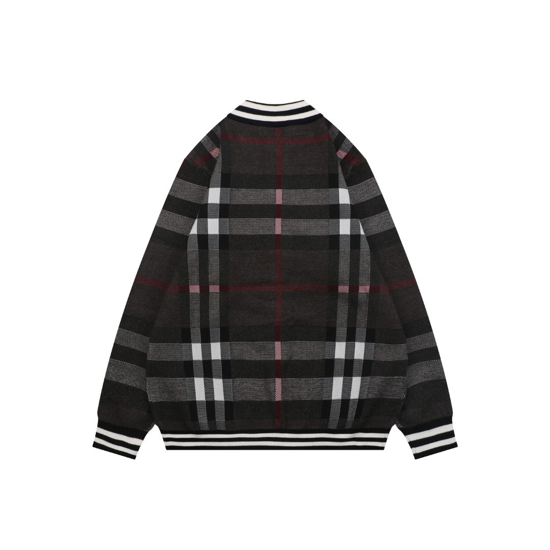 Burberry Check Zip-Up Bomber Jacket - Black