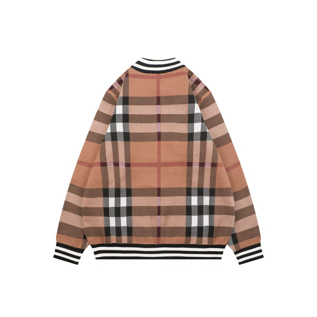 Burberry Check Zip-Up Bomber Jacket - Tan
