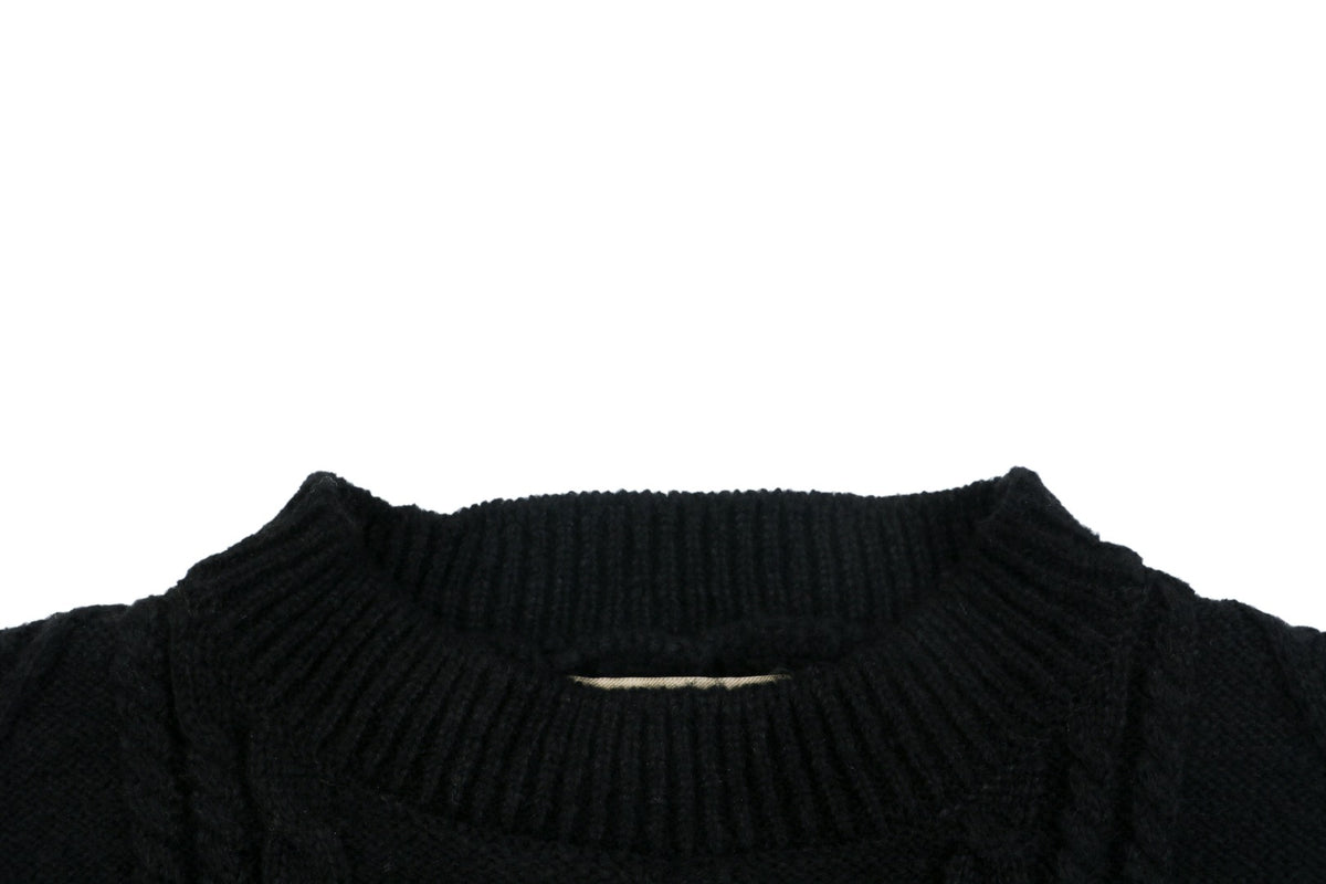 Burberry Layered-Look Check-Panel Crewneck Sweater - Black