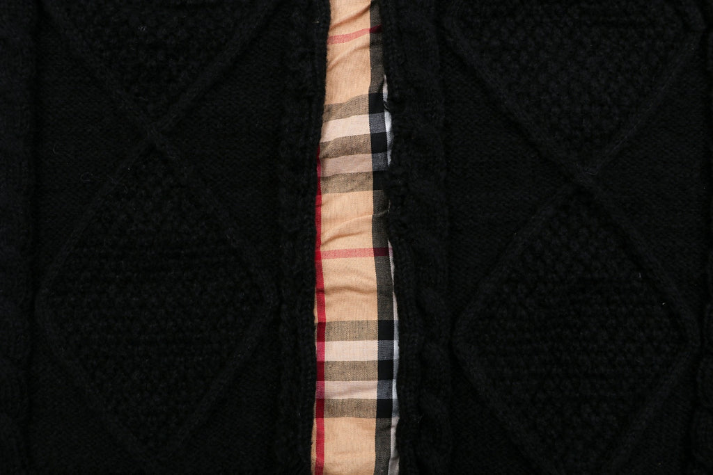 Burberry Layered-Look Check-Panel Crewneck Sweater - Black