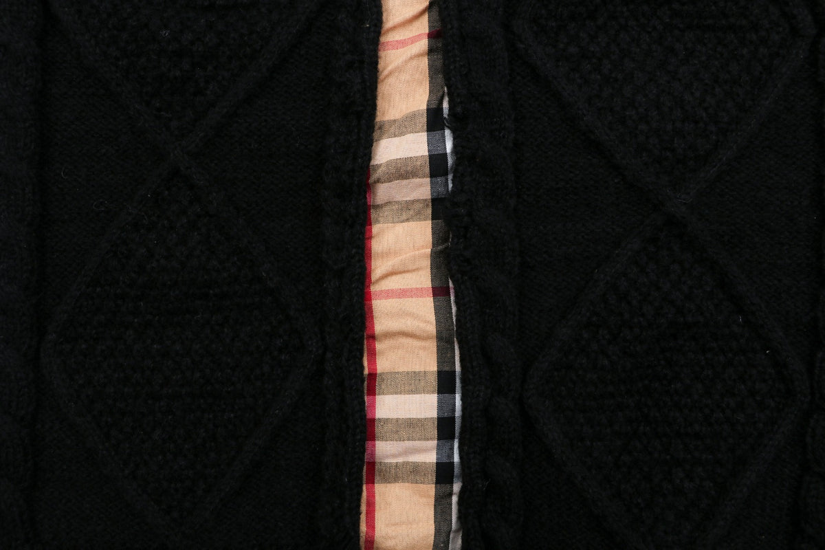 Burberry Layered-Look Check-Panel Crewneck Sweater - Black