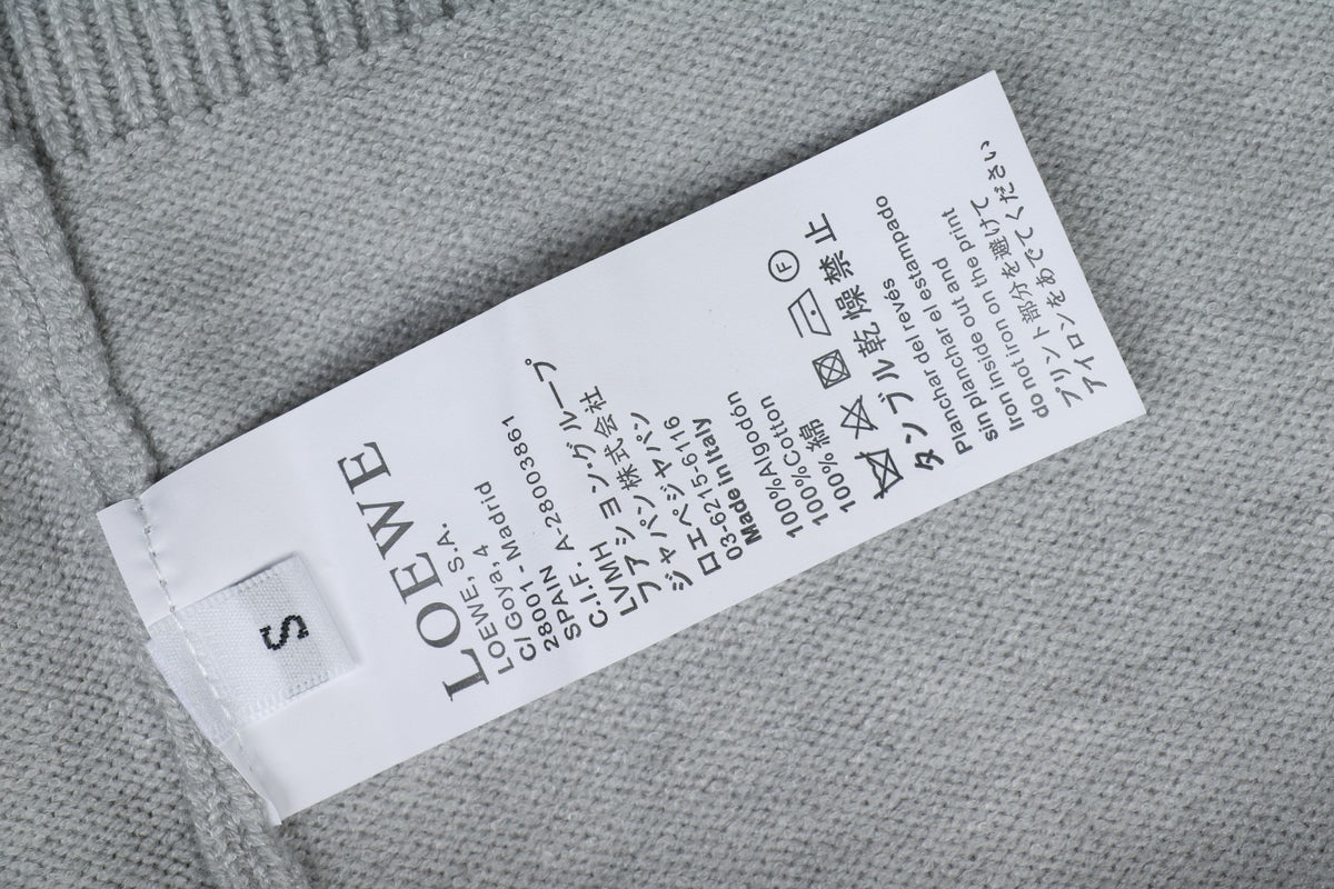 Loewe Logo-Patch Polo-Collar Cardigan - Light Gray