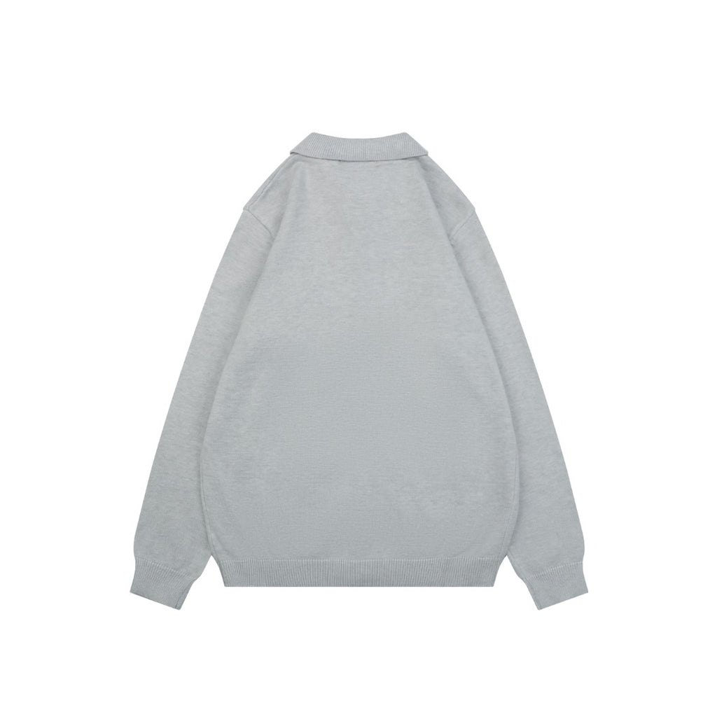 Loewe Logo-Patch Polo-Collar Cardigan - Light Gray