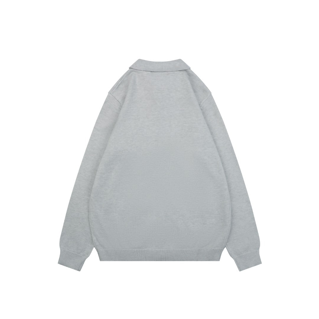 Loewe Logo-Patch Polo-Collar Cardigan - Light Gray