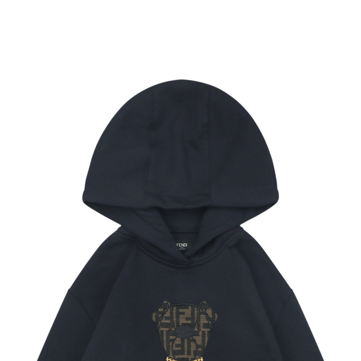 Fendi FF Monogram Dog Embroidered Hoodie - Navy