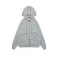 Louis Vuitton Pearl-Detail Drawstring Zip-Up Hoodie - Light Gray