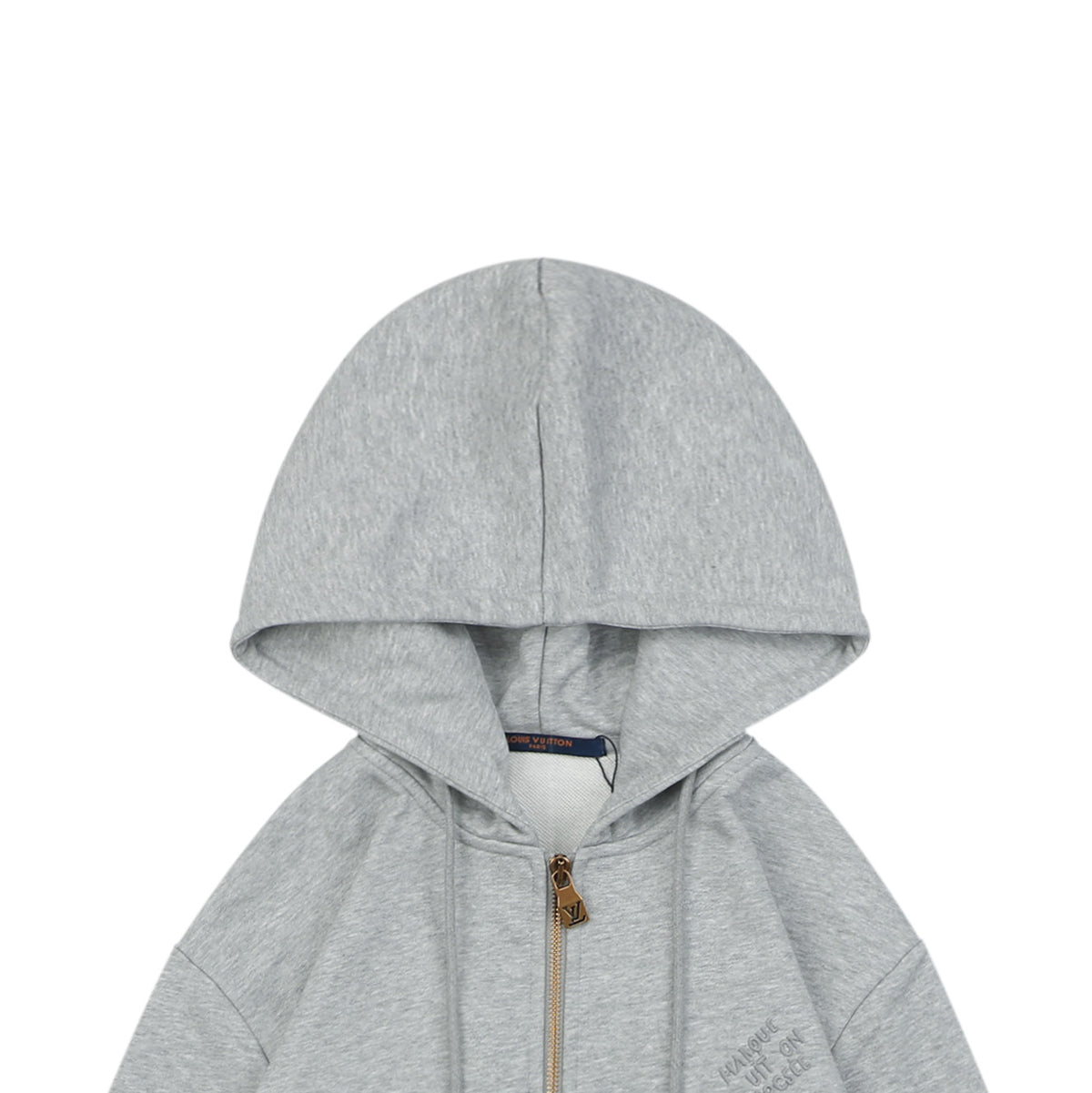 Louis Vuitton Pearl-Detail Drawstring Zip-Up Hoodie - Light Gray