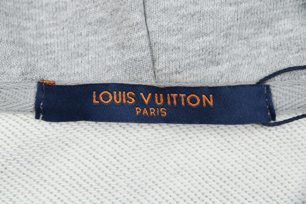 Louis Vuitton Pearl-Detail Drawstring Zip-Up Hoodie - Light Gray