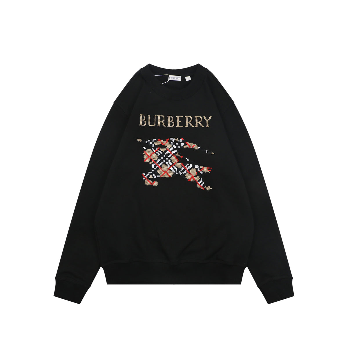 Burberry Cross-Stitch Horse Embroidered Crewneck Sweatshirt - Black