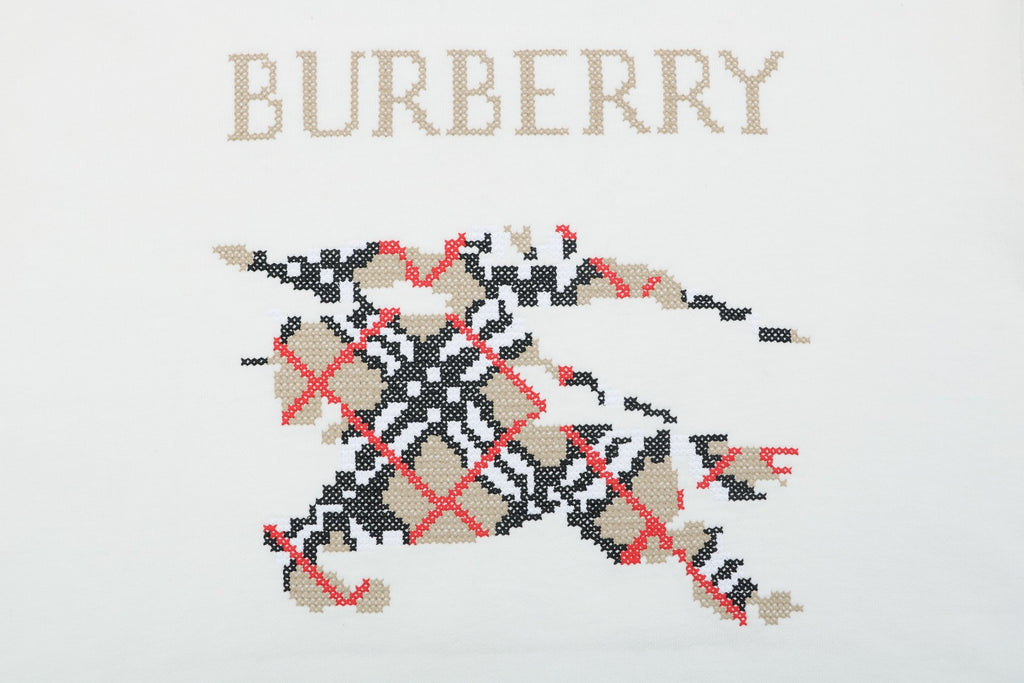 Burberry Cross-Stitch Horse Embroidered Crewneck Sweatshirt - White