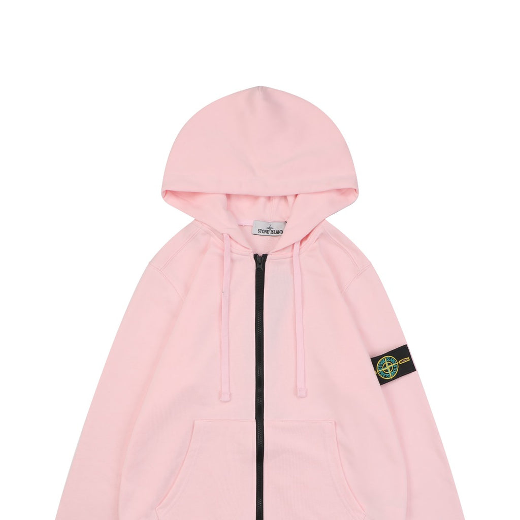 Stone Island Sleeve-Badge Zip-Up Hoodie - Pink