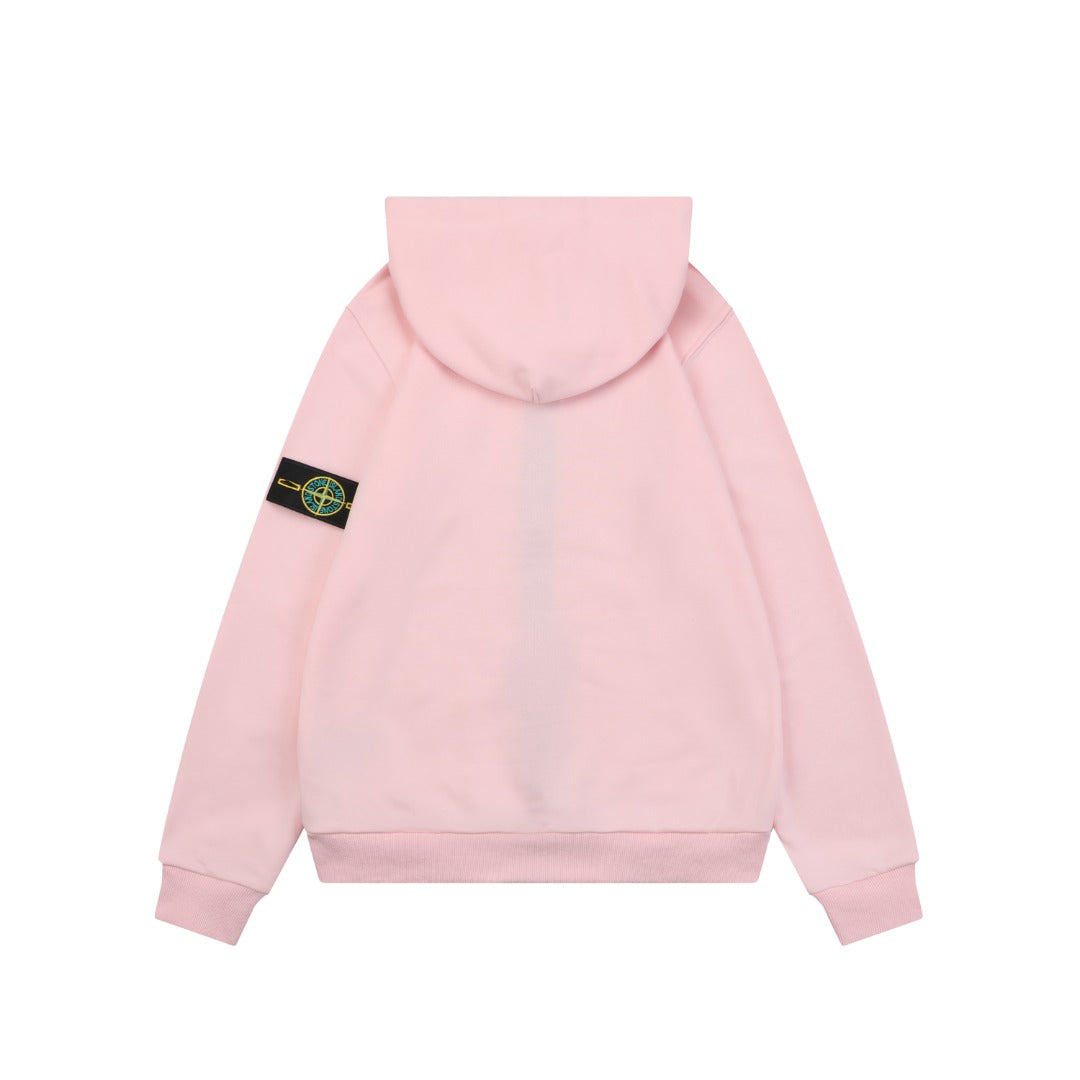 Stone Island Sleeve-Badge Zip-Up Hoodie - Pink