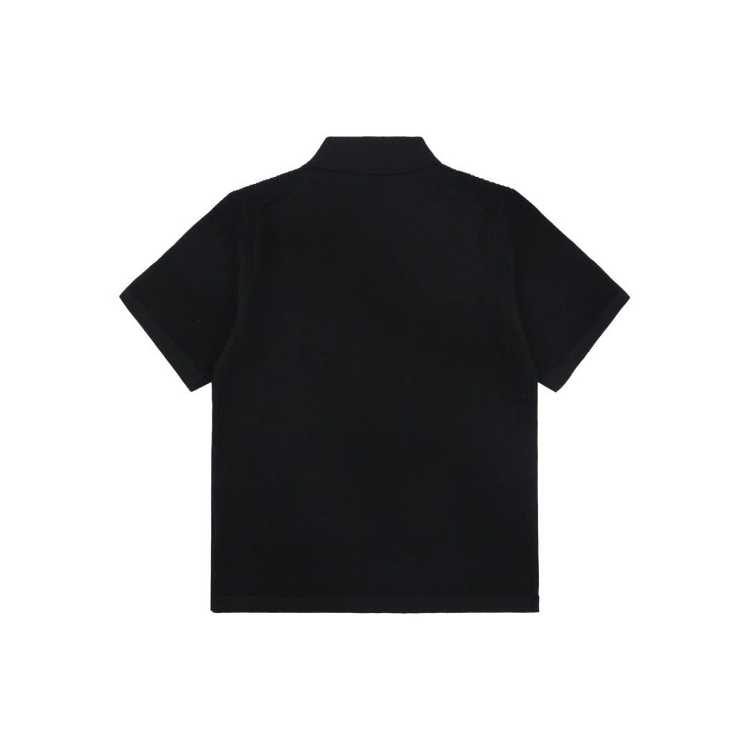 Stone Island Layered-Collar Jacquard Polo Shirt - Black