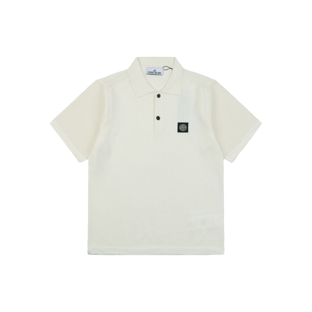 Stone Island Layered-Collar Jacquard Polo Shirt - Off-White