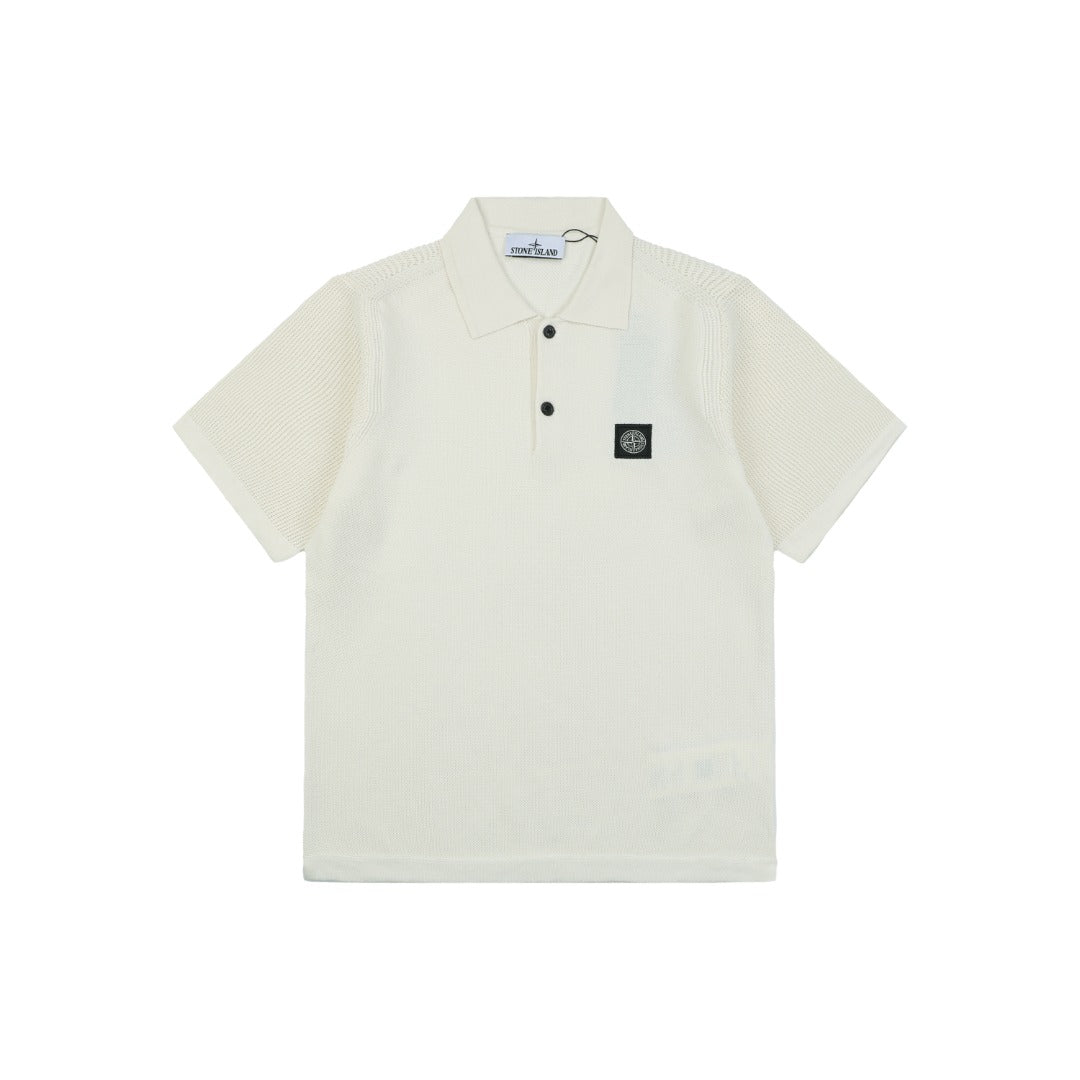 Stone Island Layered-Collar Jacquard Polo Shirt - Off-White