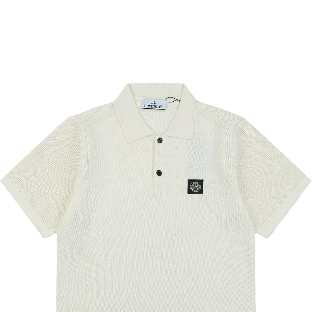 Stone Island Layered-Collar Jacquard Polo Shirt - Off-White