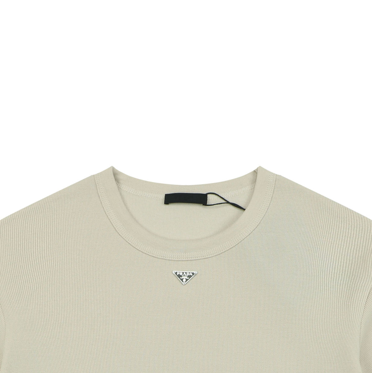 Prada Triangle-Logo Waffle-Texture T-Shirt - Off-White