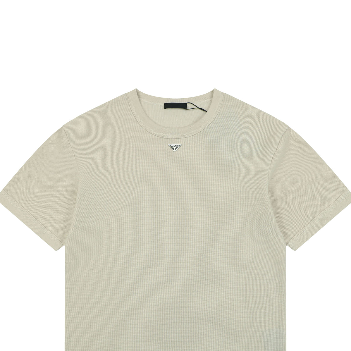 Prada Triangle-Logo Waffle-Texture T-Shirt - Off-White