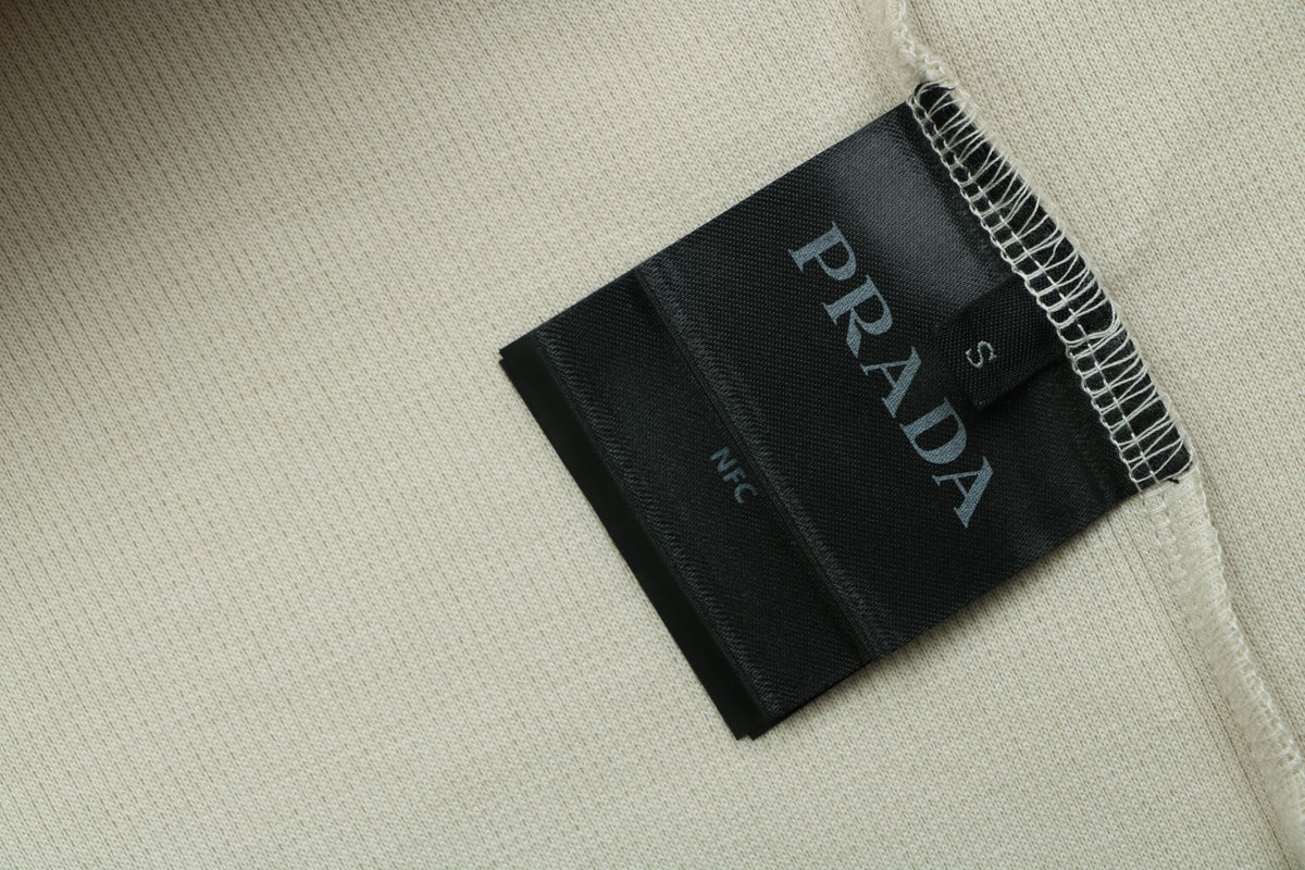 Prada Triangle-Logo Waffle-Texture T-Shirt - Off-White