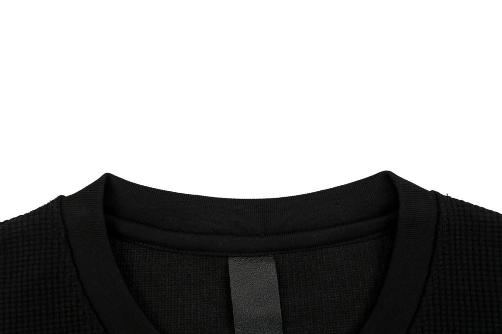 Chrome Hearts Cross-Patch Waffle-Texture Long-Sleeve Henley - Black