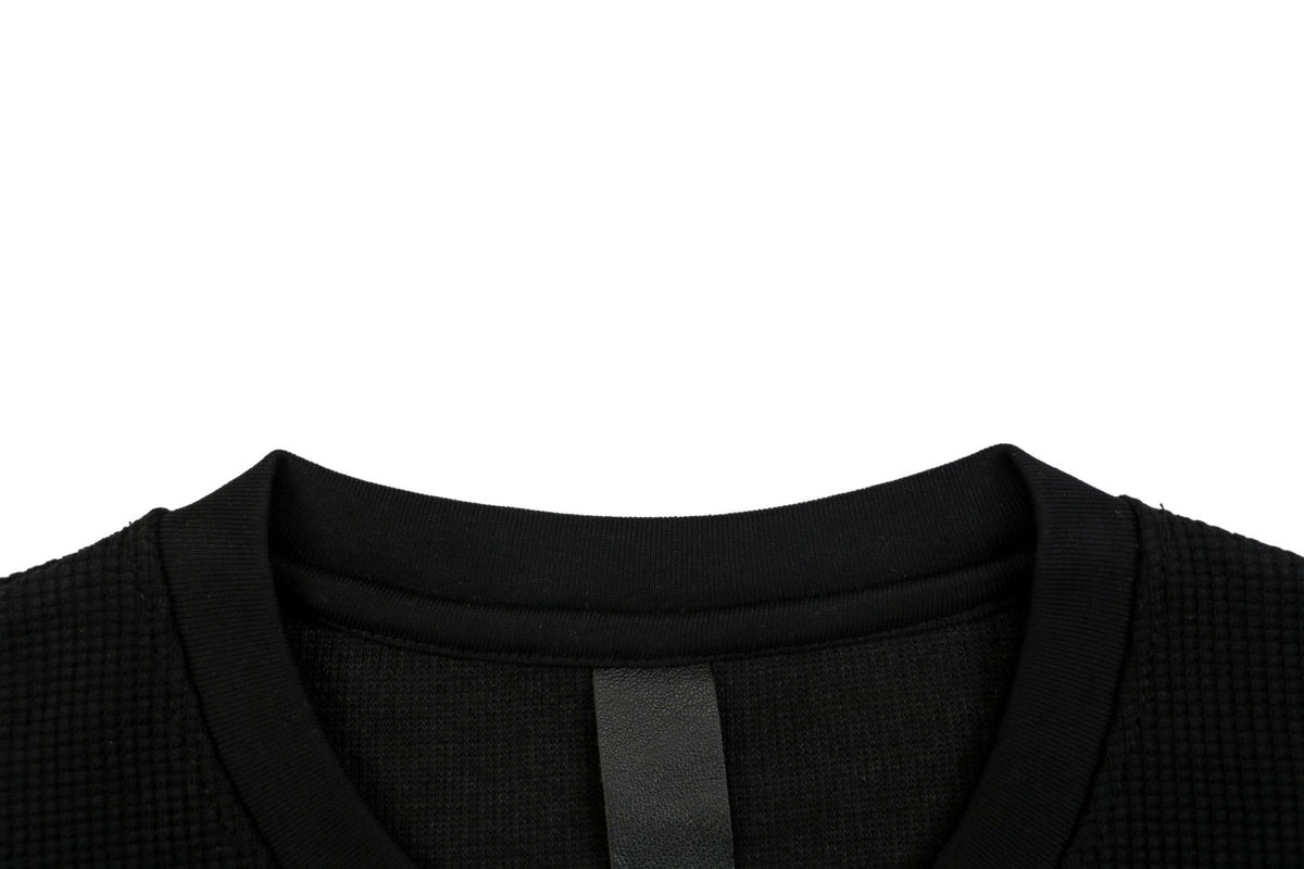 Chrome Hearts Cross-Patch Waffle-Texture Long-Sleeve Henley - Black