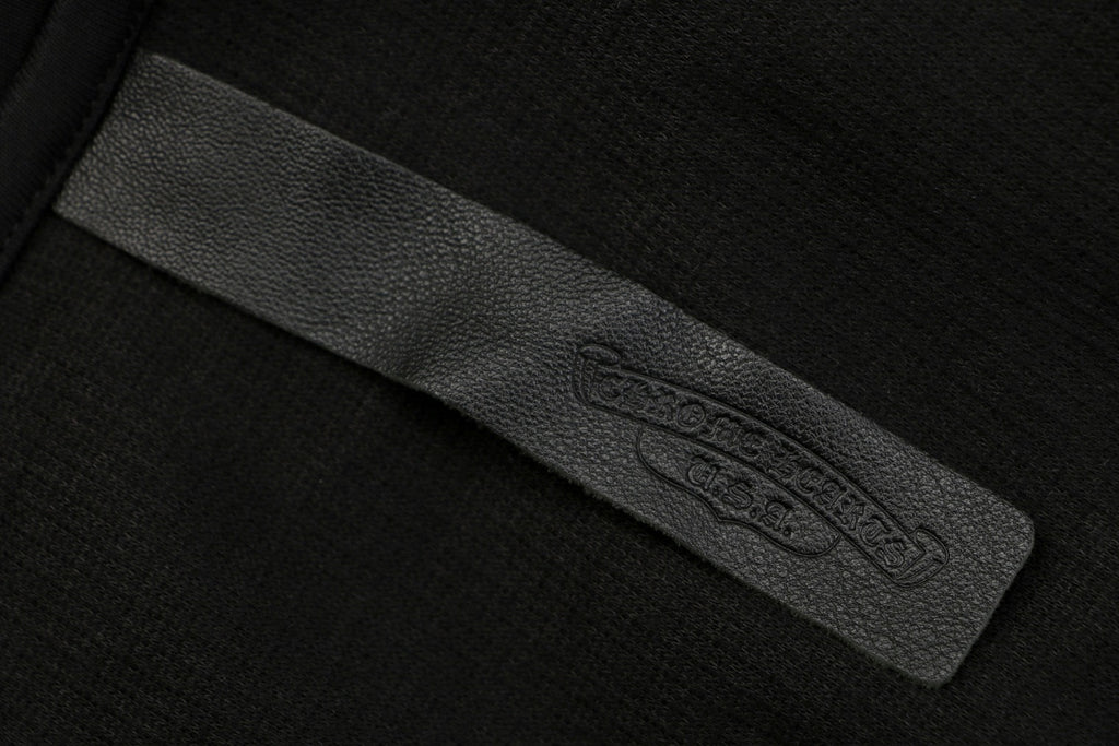 Chrome Hearts Cross-Patch Waffle-Texture Long-Sleeve Henley - Black