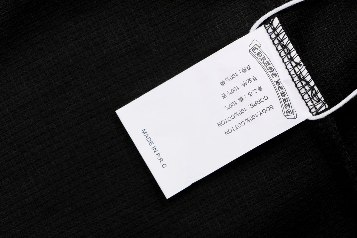Chrome Hearts Cross-Patch Waffle-Texture Long-Sleeve Henley - Black