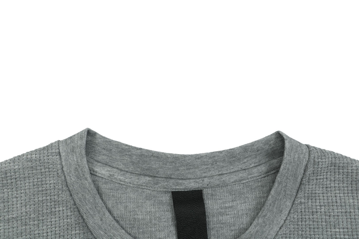 Chrome Hearts Cross-Patch Waffle-Texture Long-Sleeve Henley - Gray