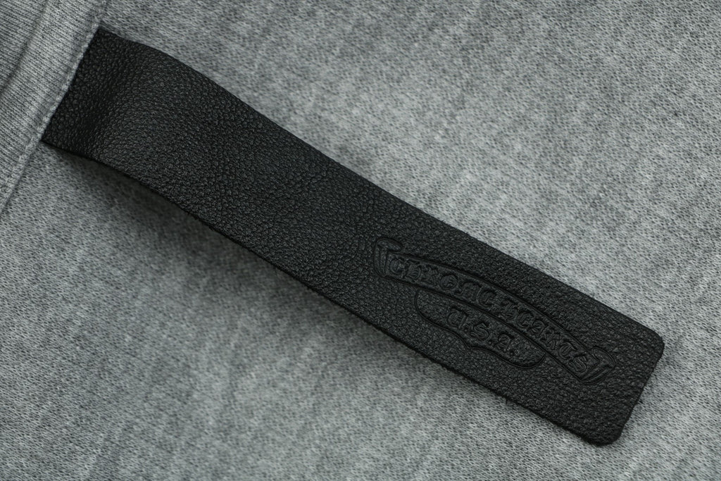 Chrome Hearts Cross-Patch Waffle-Texture Long-Sleeve Henley - Gray