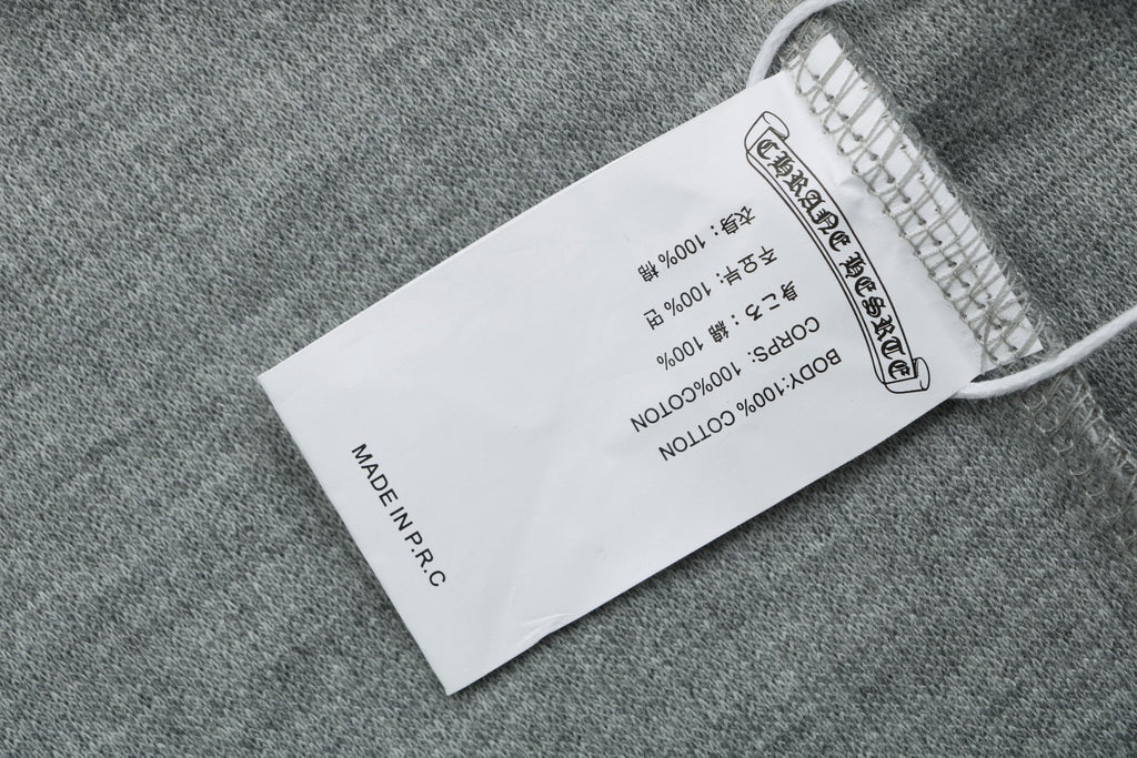 Chrome Hearts Cross-Patch Waffle-Texture Long-Sleeve Henley - Gray