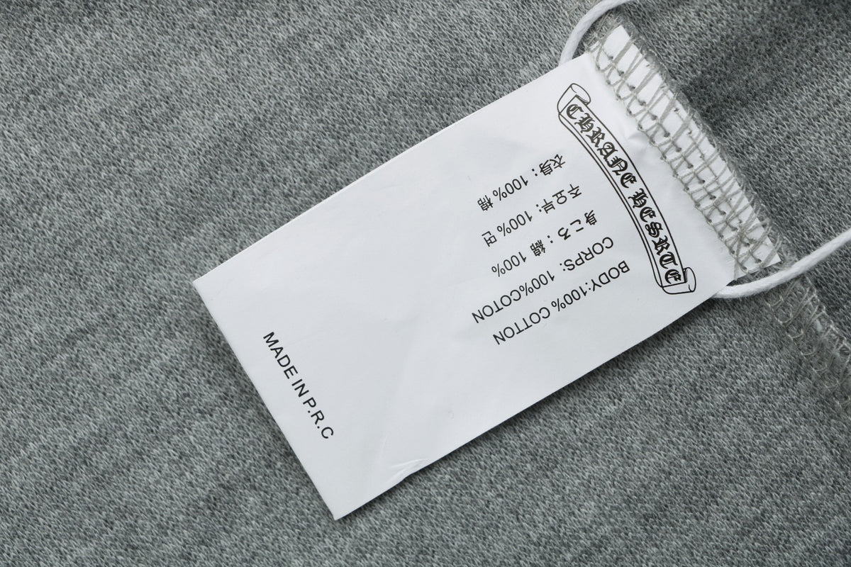 Chrome Hearts Cross-Patch Waffle-Texture Long-Sleeve Henley - Gray