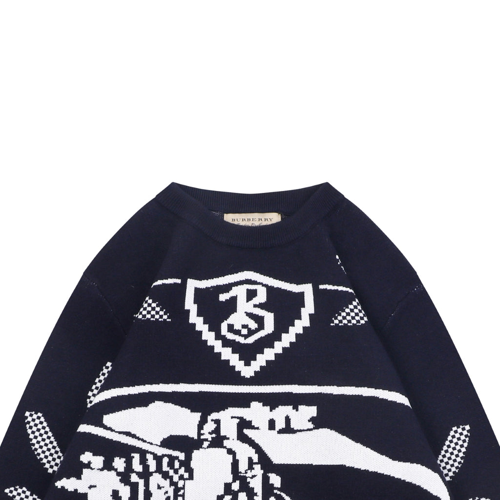 Burberry Laurel Knight Crewneck Sweater - Navy