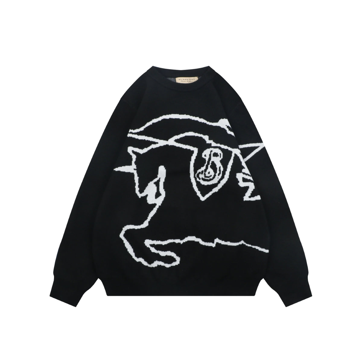 Burberry Line-Art Knight Crewneck Sweater - Black