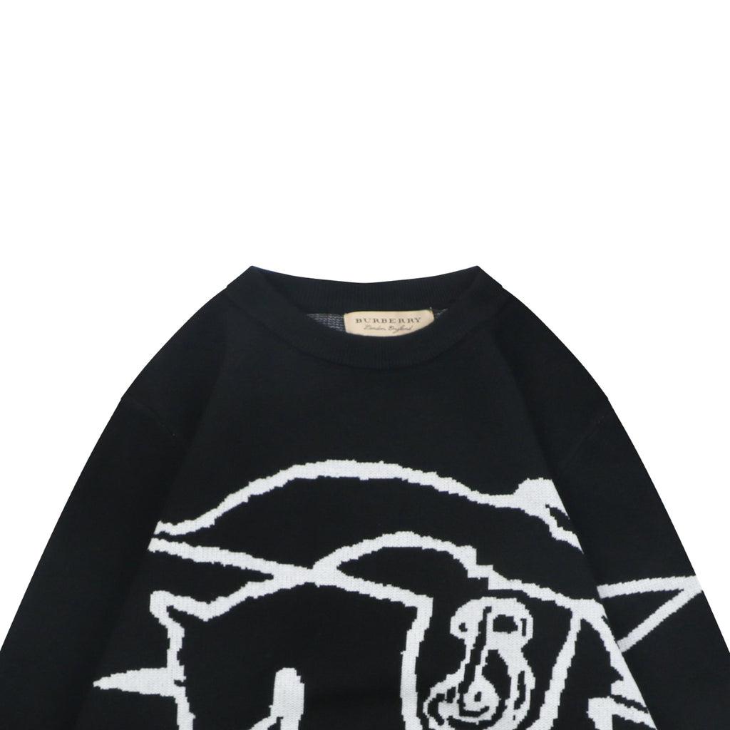 Burberry Line-Art Knight Crewneck Sweater - Black