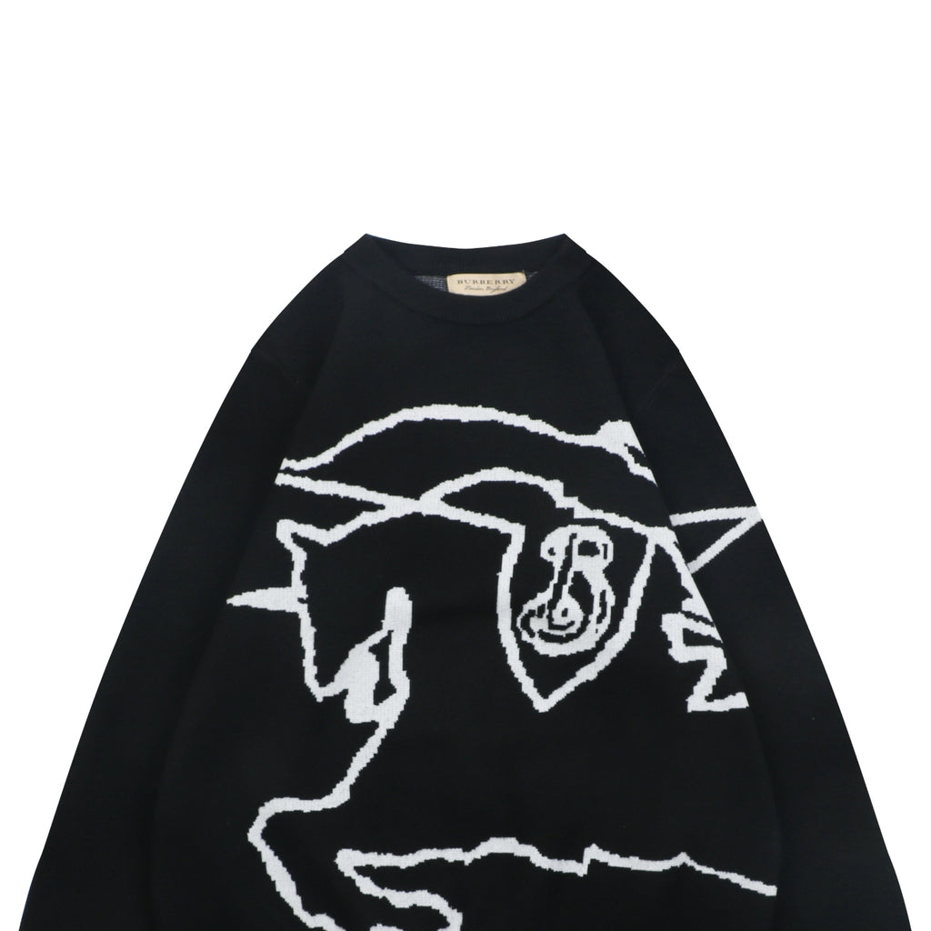 Burberry Line-Art Knight Crewneck Sweater - Black