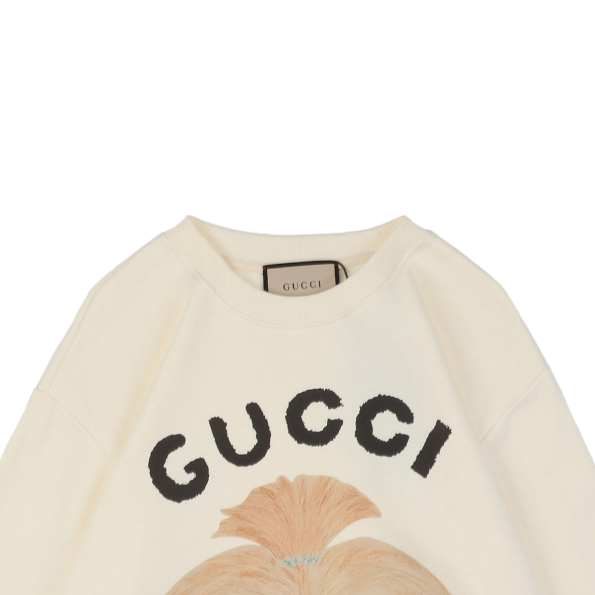 Gucci Topknot Dog Print Crewneck Sweatshirt - Cream
