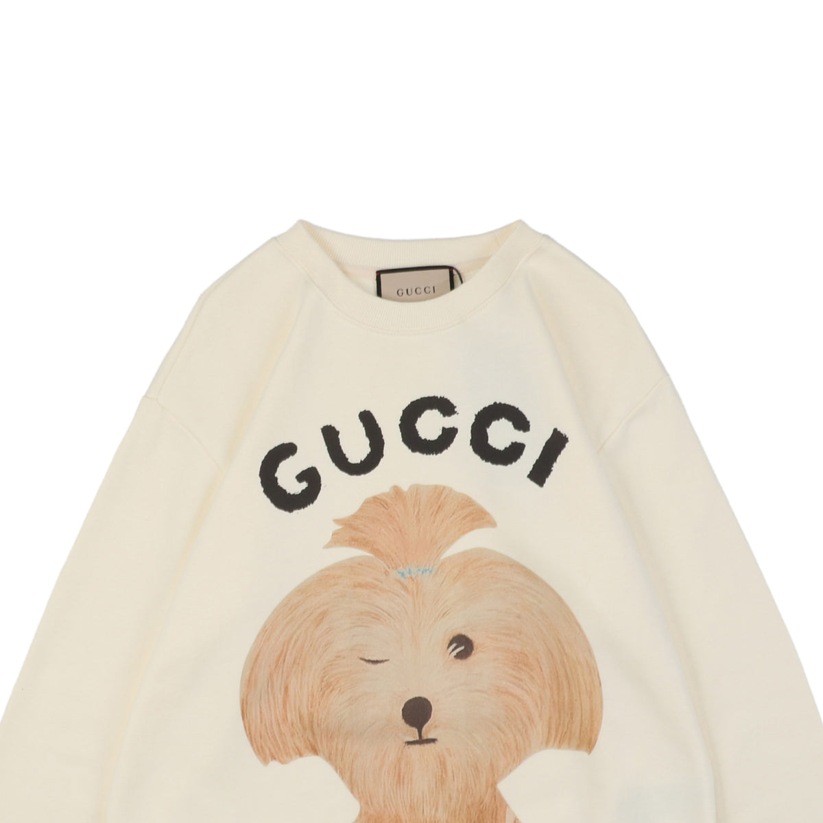 Gucci Topknot Dog Print Crewneck Sweatshirt - Cream