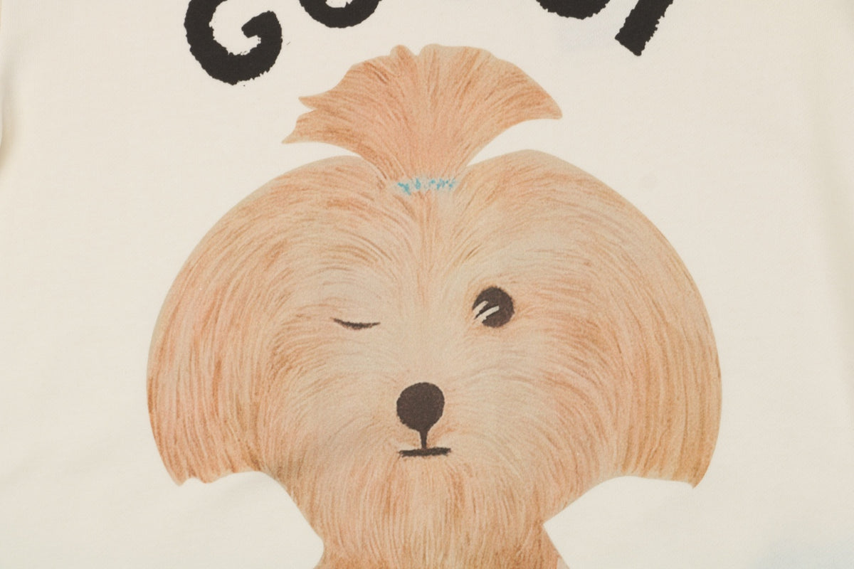 Gucci Topknot Dog Print Crewneck Sweatshirt - Cream
