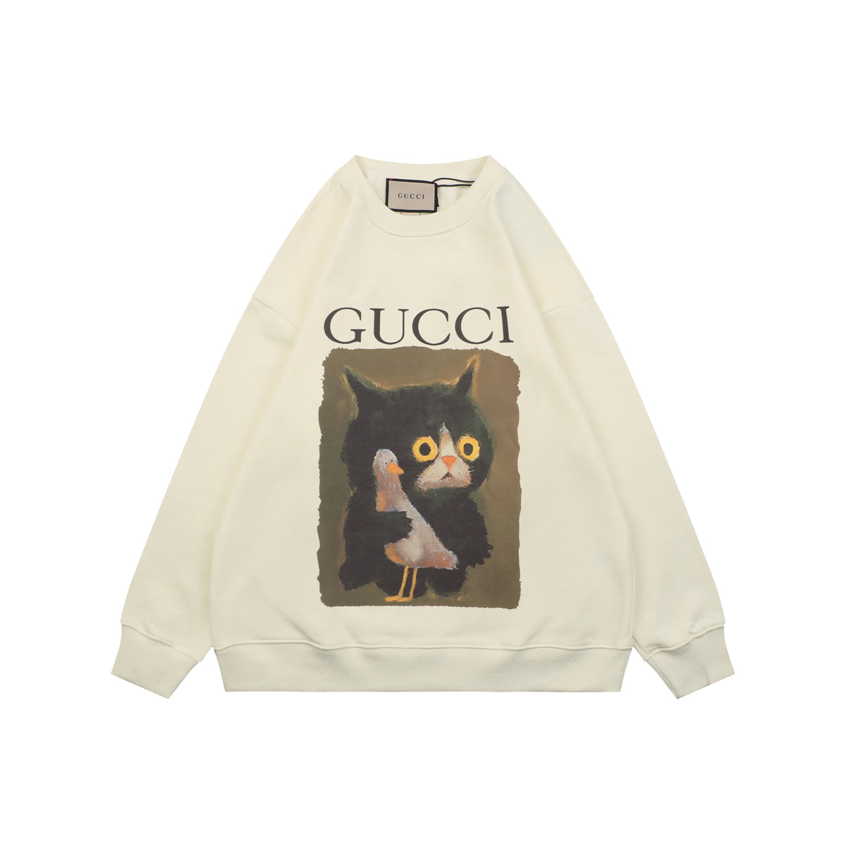 Gucci Cat and Dove Print Crewneck Sweatshirt - Cream