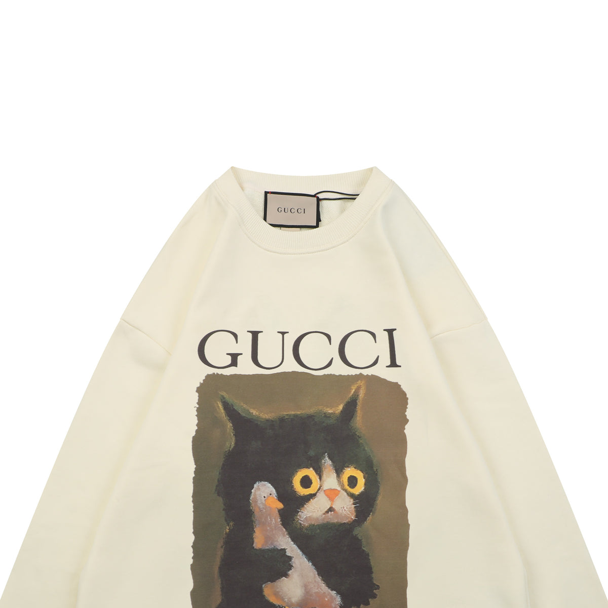 Gucci Cat and Dove Print Crewneck Sweatshirt - Cream