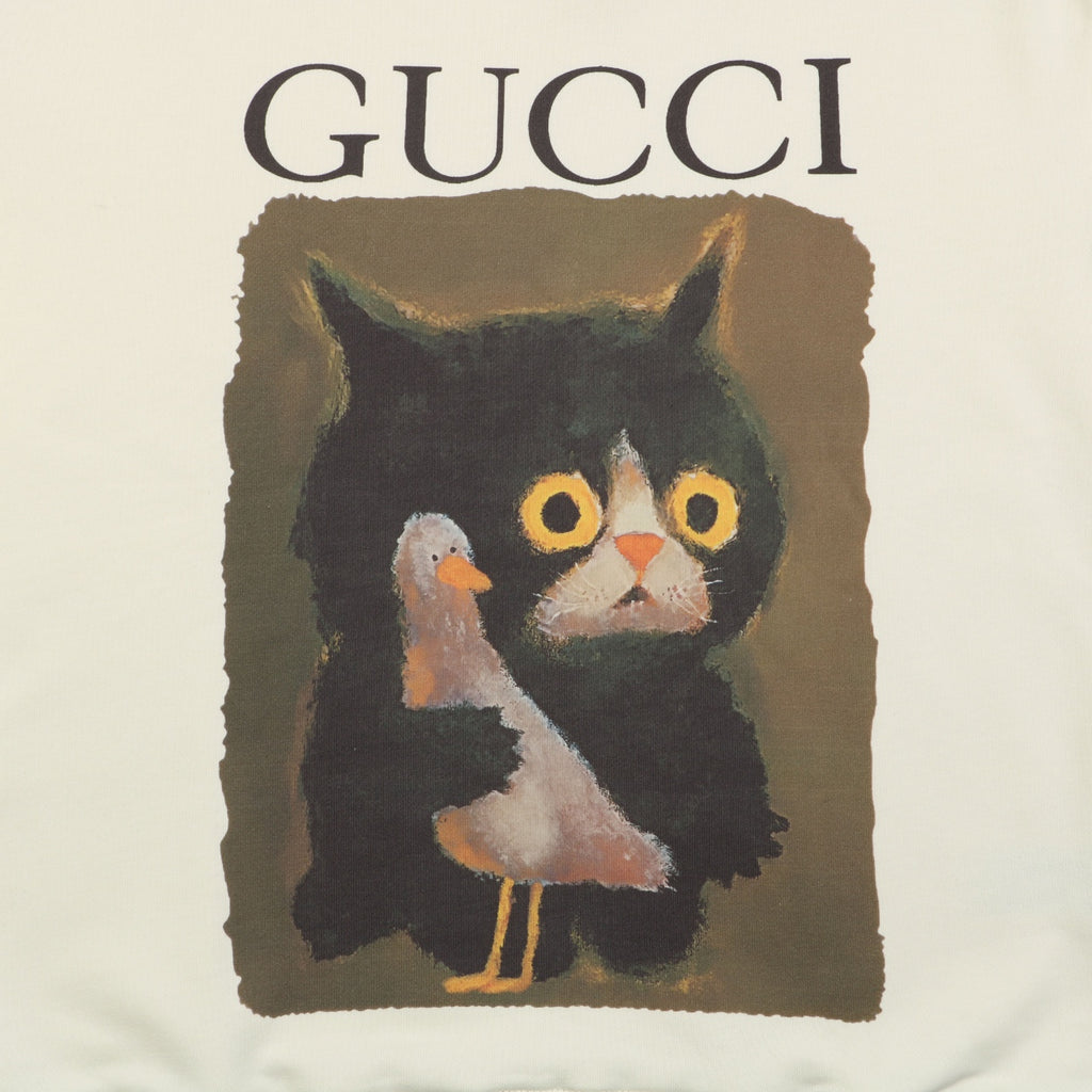 Gucci Cat and Dove Print Crewneck Sweatshirt - Cream