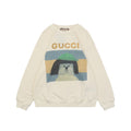Gucci Green Hat Dog Print Crewneck Sweatshirt - Cream