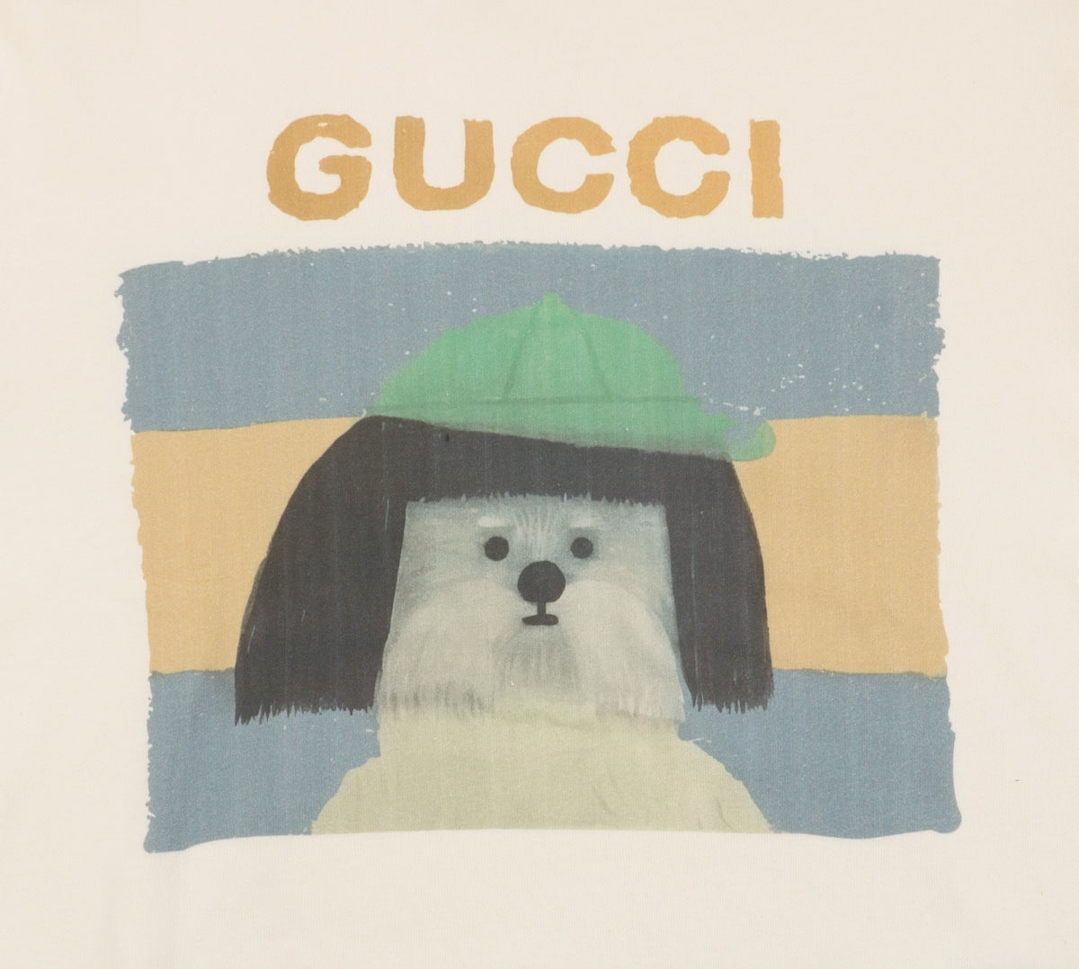 Gucci Green Hat Dog Print Crewneck Sweatshirt - Cream