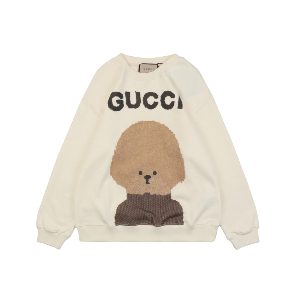 Gucci Tan Bear Print Crewneck Sweatshirt - Cream