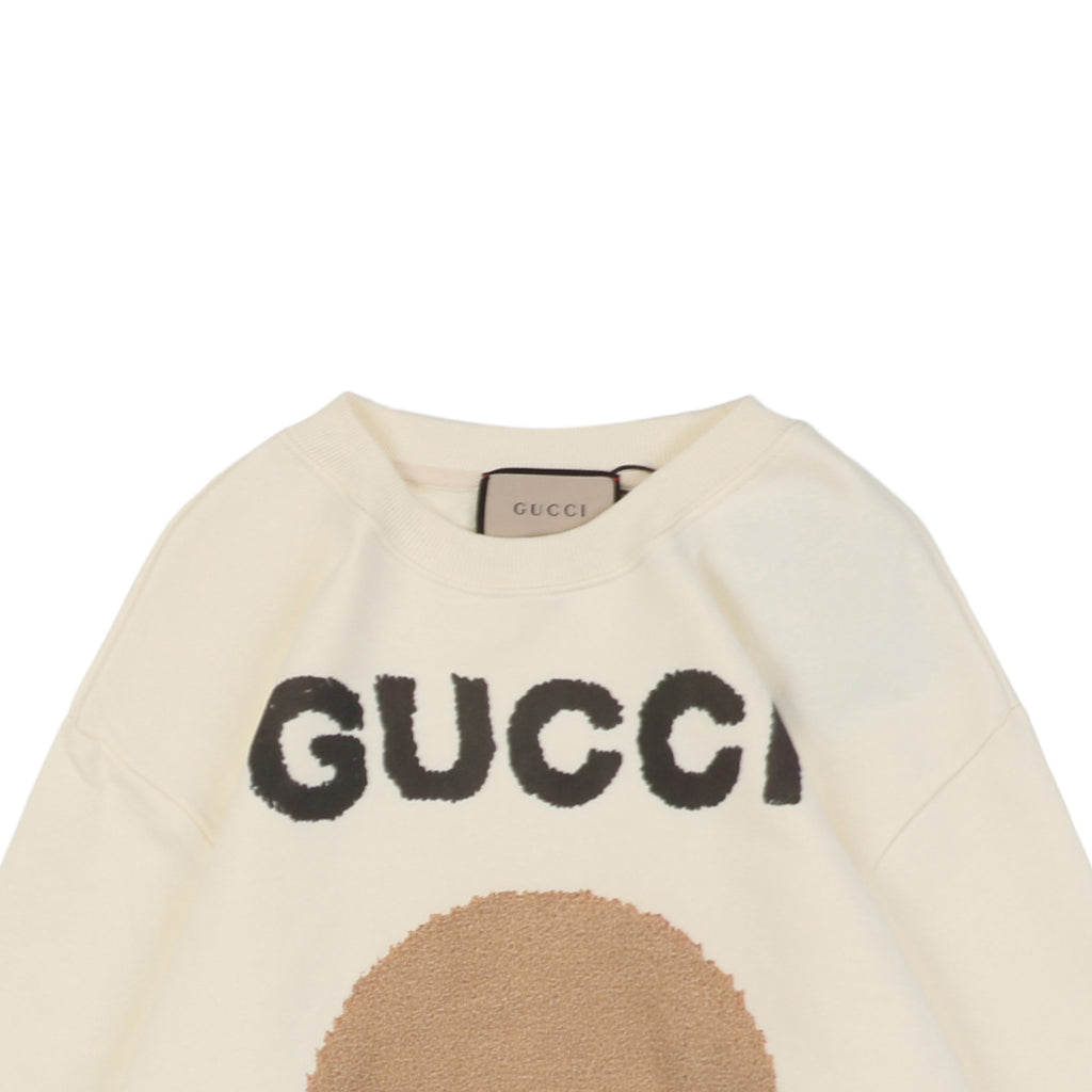 Gucci Tan Bear Print Crewneck Sweatshirt - Cream