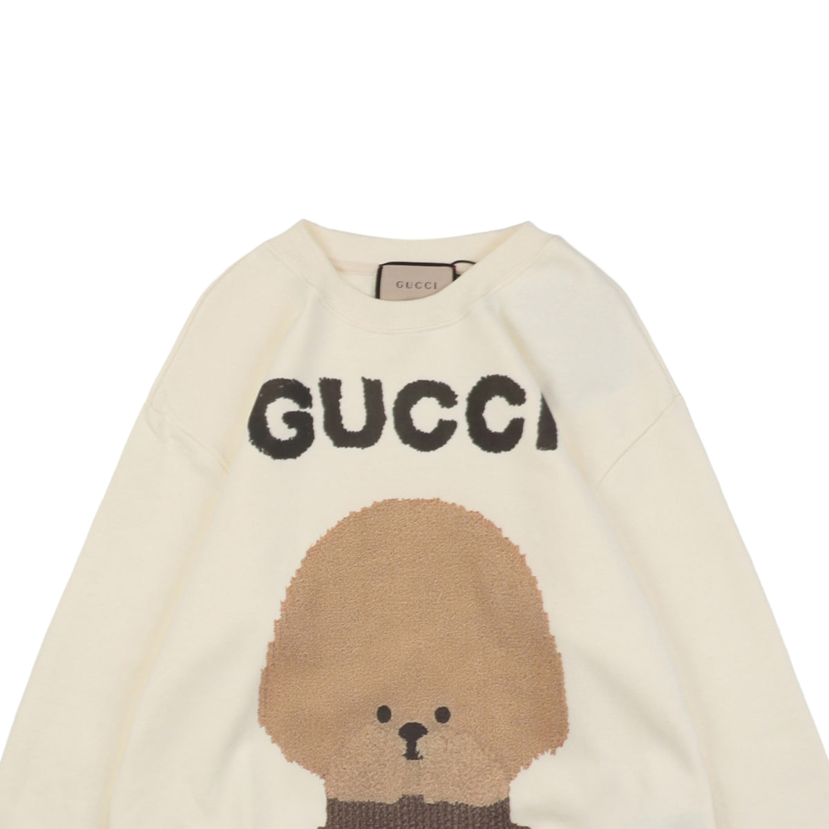 Gucci Tan Bear Print Crewneck Sweatshirt - Cream