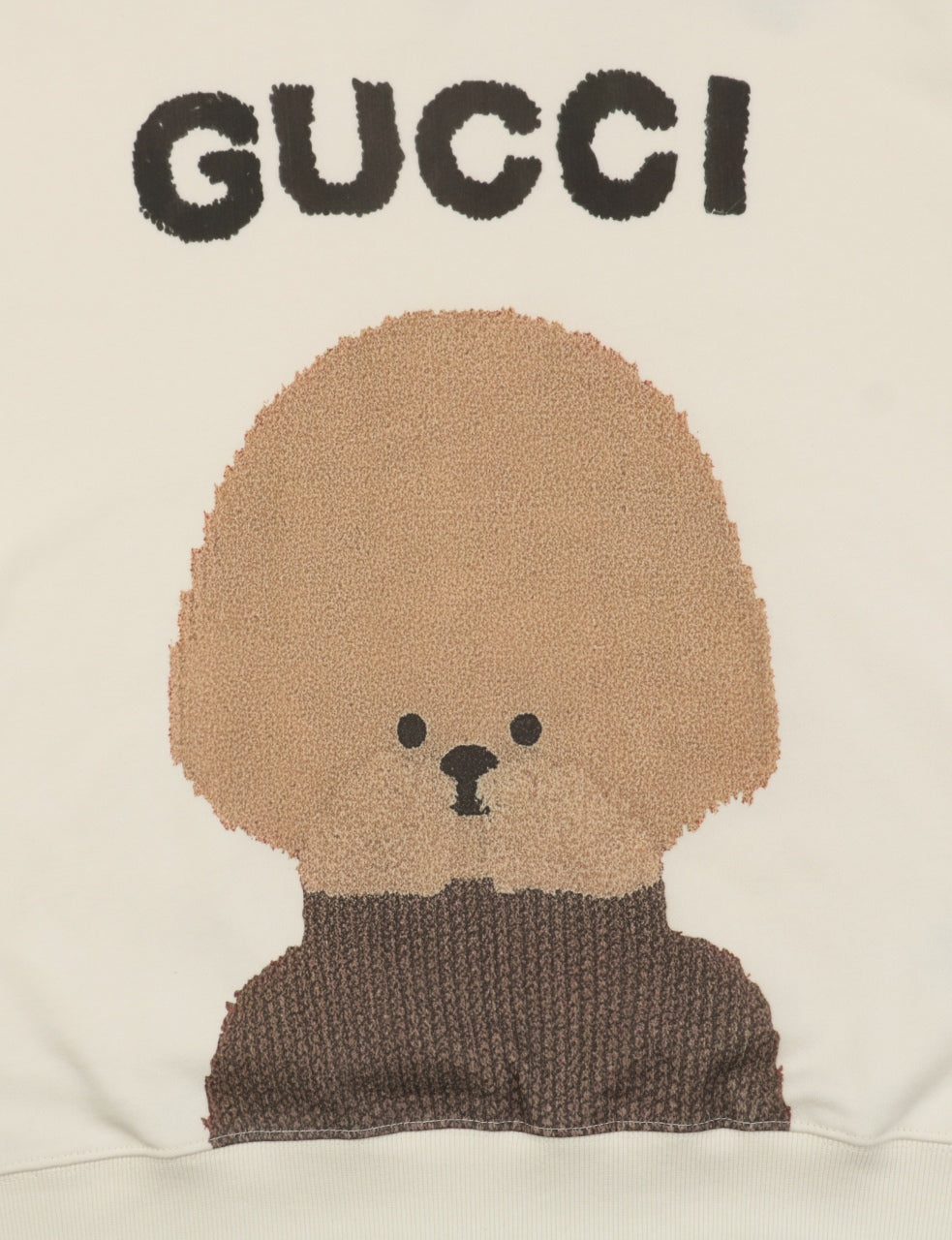 Gucci Tan Bear Print Crewneck Sweatshirt - Cream