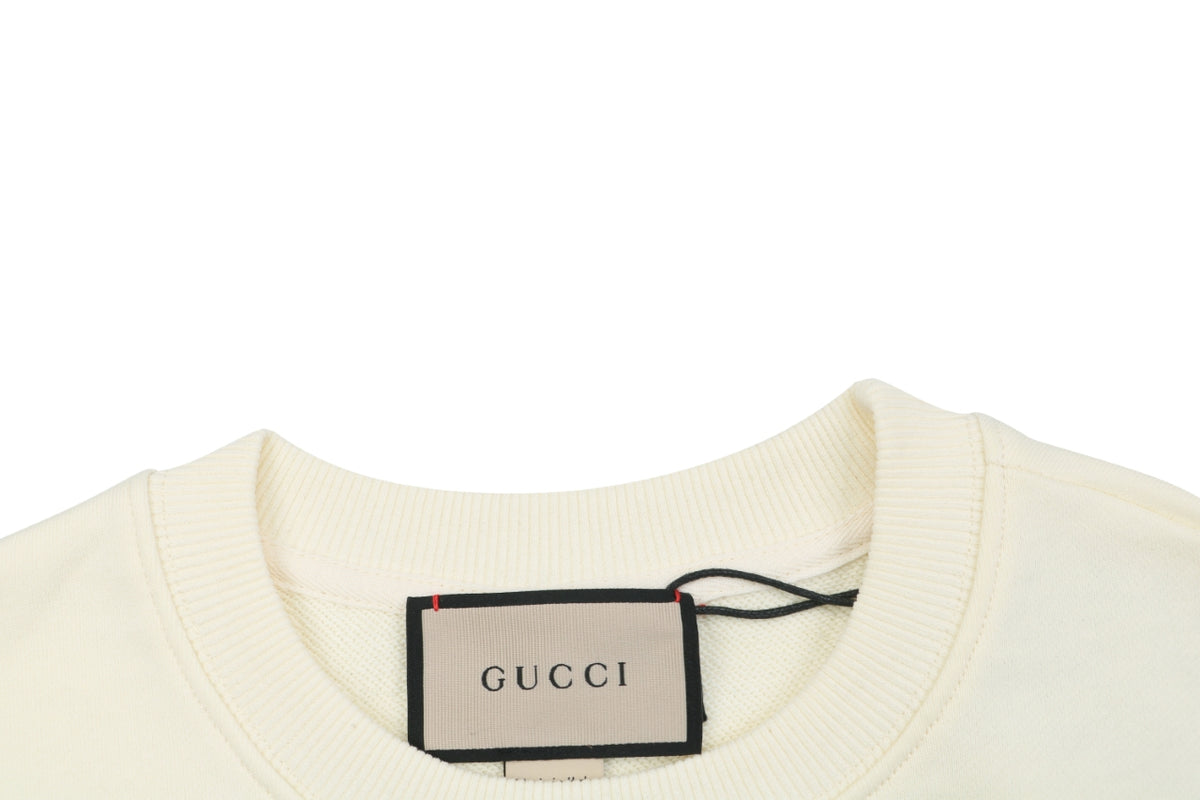 Gucci Cat Watching Fish Print Crewneck Sweatshirt - Cream