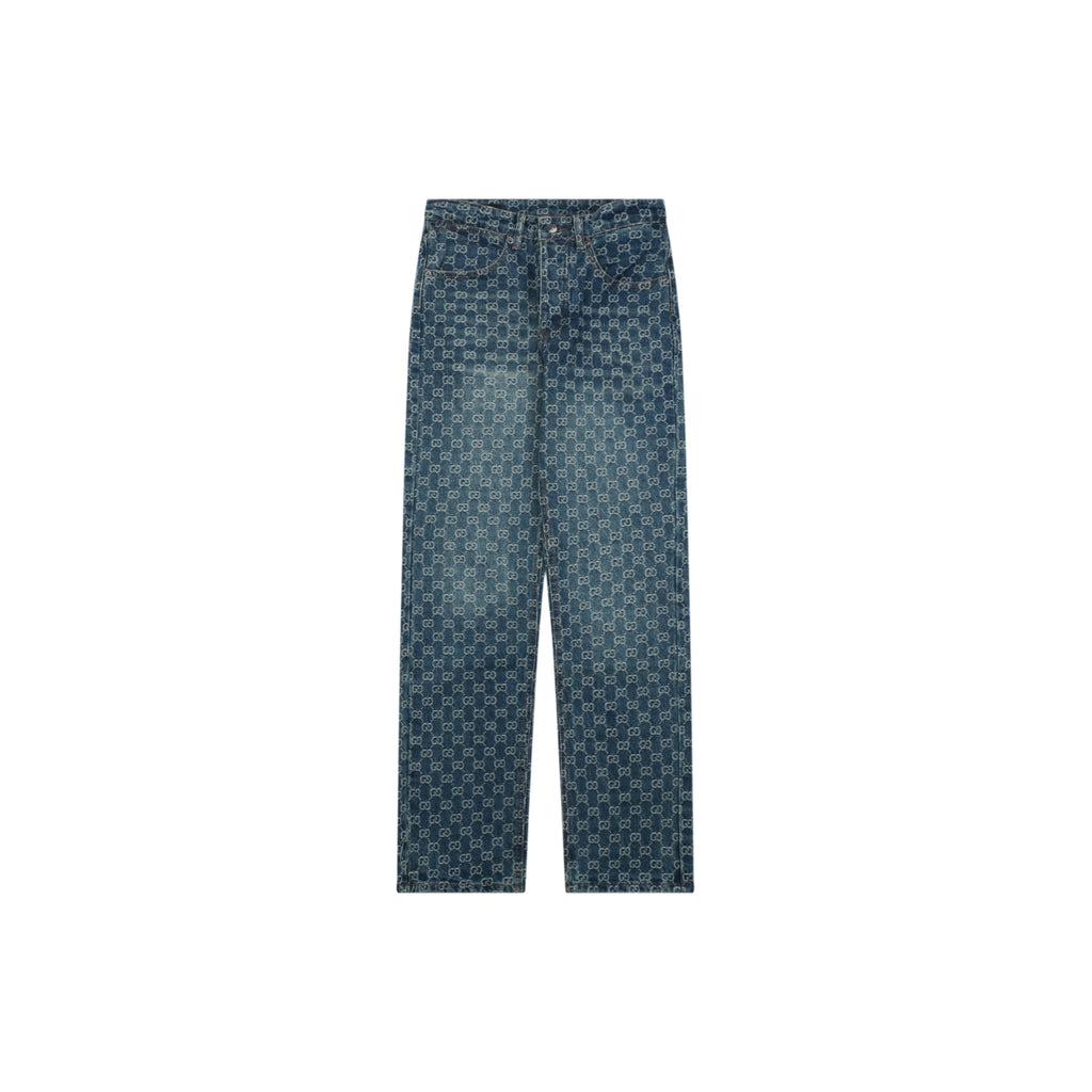 Gucci All-Over GG Monogram Jeans - Blue