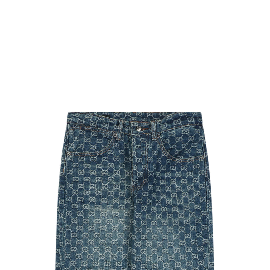 Gucci All-Over GG Monogram Jeans - Blue